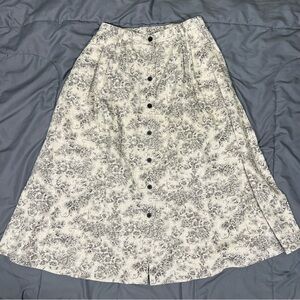 Susan Bristol Black And White Floral  Maxi Skirt Cottagecore Prairie Size Small